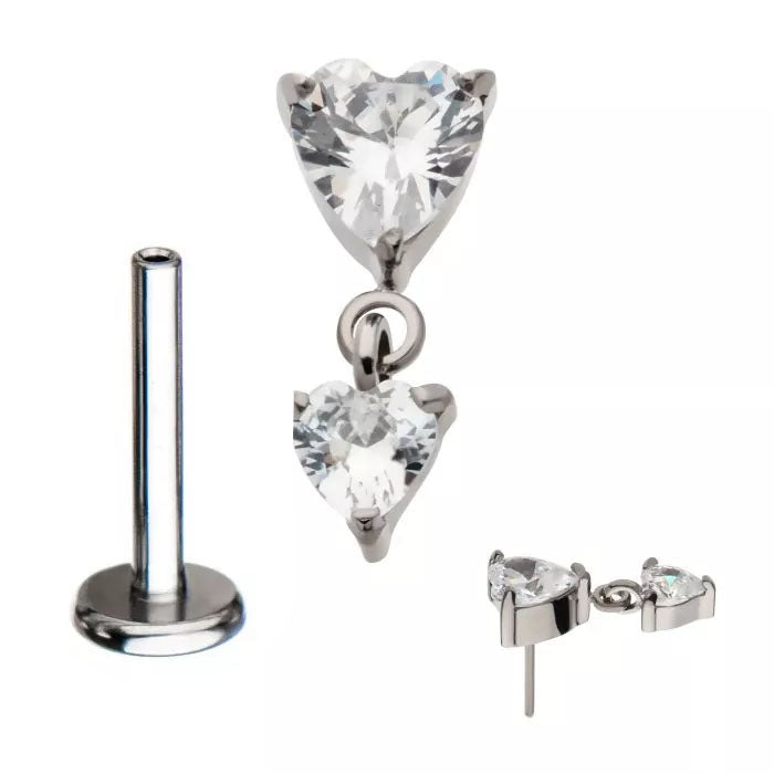 Initial Piercing - Claw set Heart Drop Labret